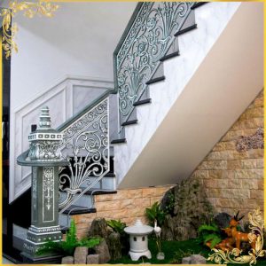 Cầu thang nhôm đúc màu giả đá